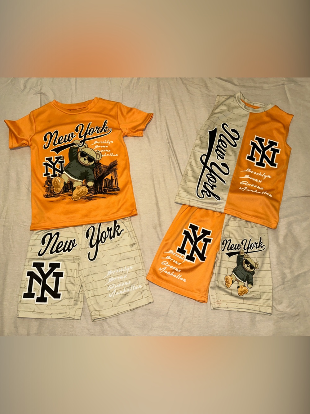 5/6 Kids Orange 'New York' Graphic Tee and Shorts Set